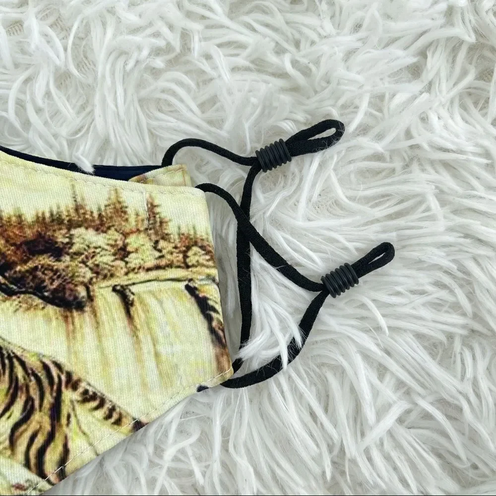 Woman/Man/Kid Reusable Double Sided Tiger Print Adjustable Ear Loops Face Mask